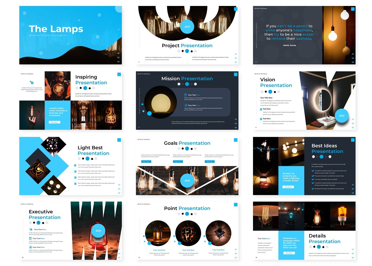 产品推广策划方案PPT幻灯片模板素材 The Lamps – Powerpoint Template插图(1)