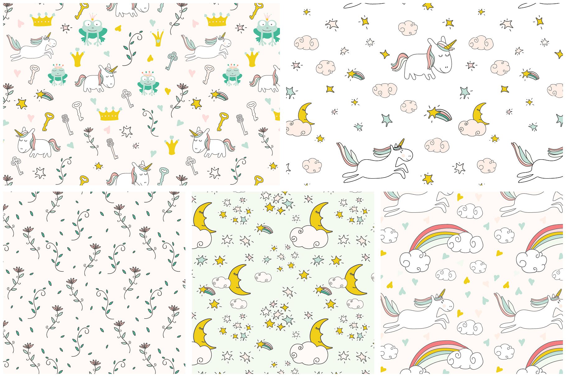 神奇独角兽魔法图案系列素材 Fairytale Unicorn Patterns插图(4)