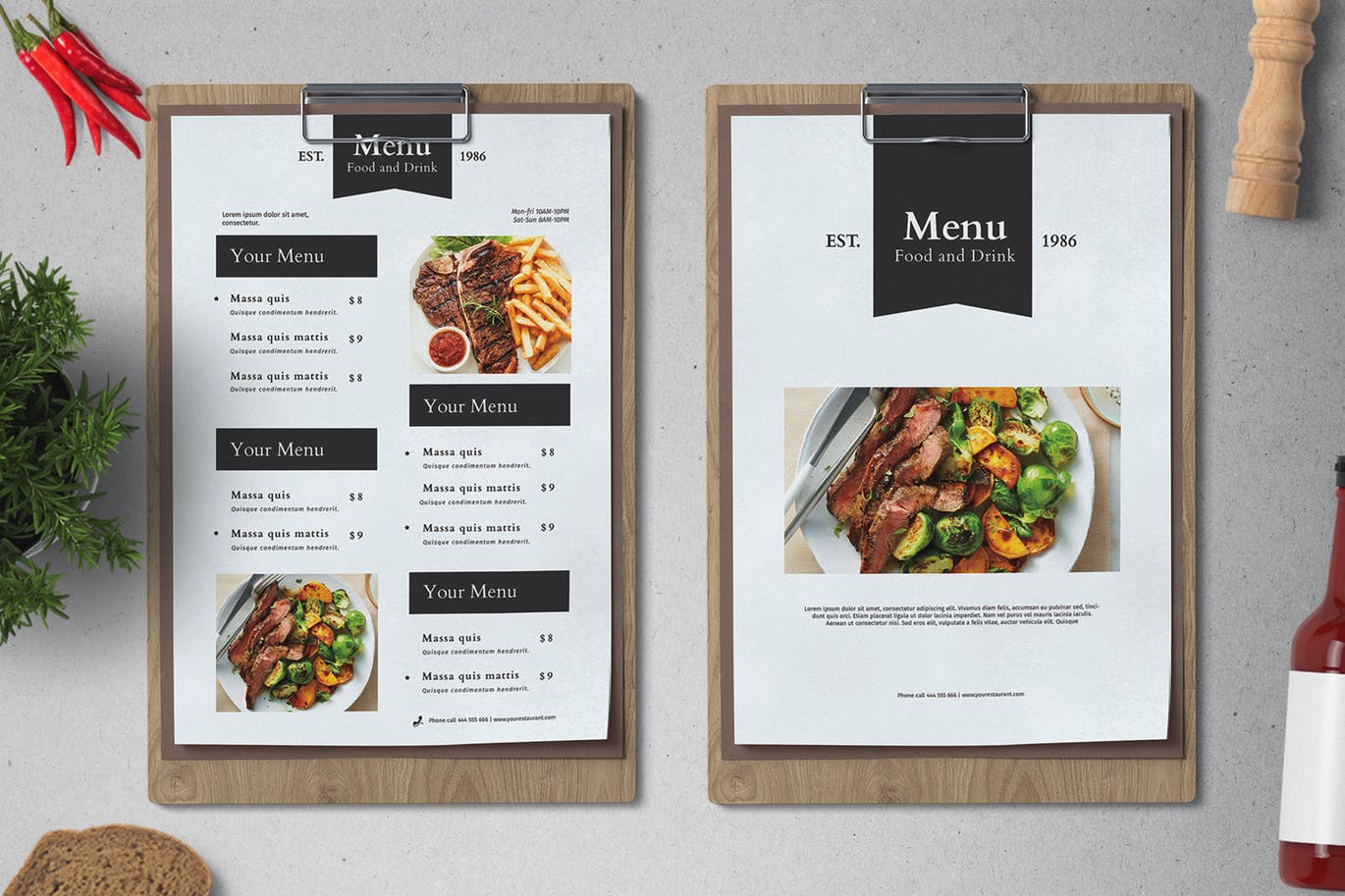 时尚高端简约的菜单菜谱设计模板插图