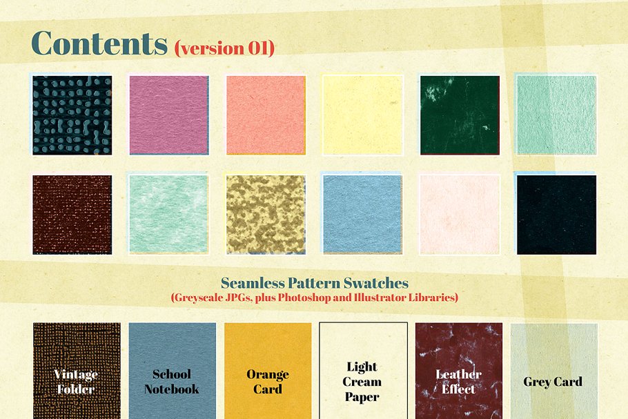 复古做旧风格纸张纹理 Paper Textures and Seamless Patterns插图1