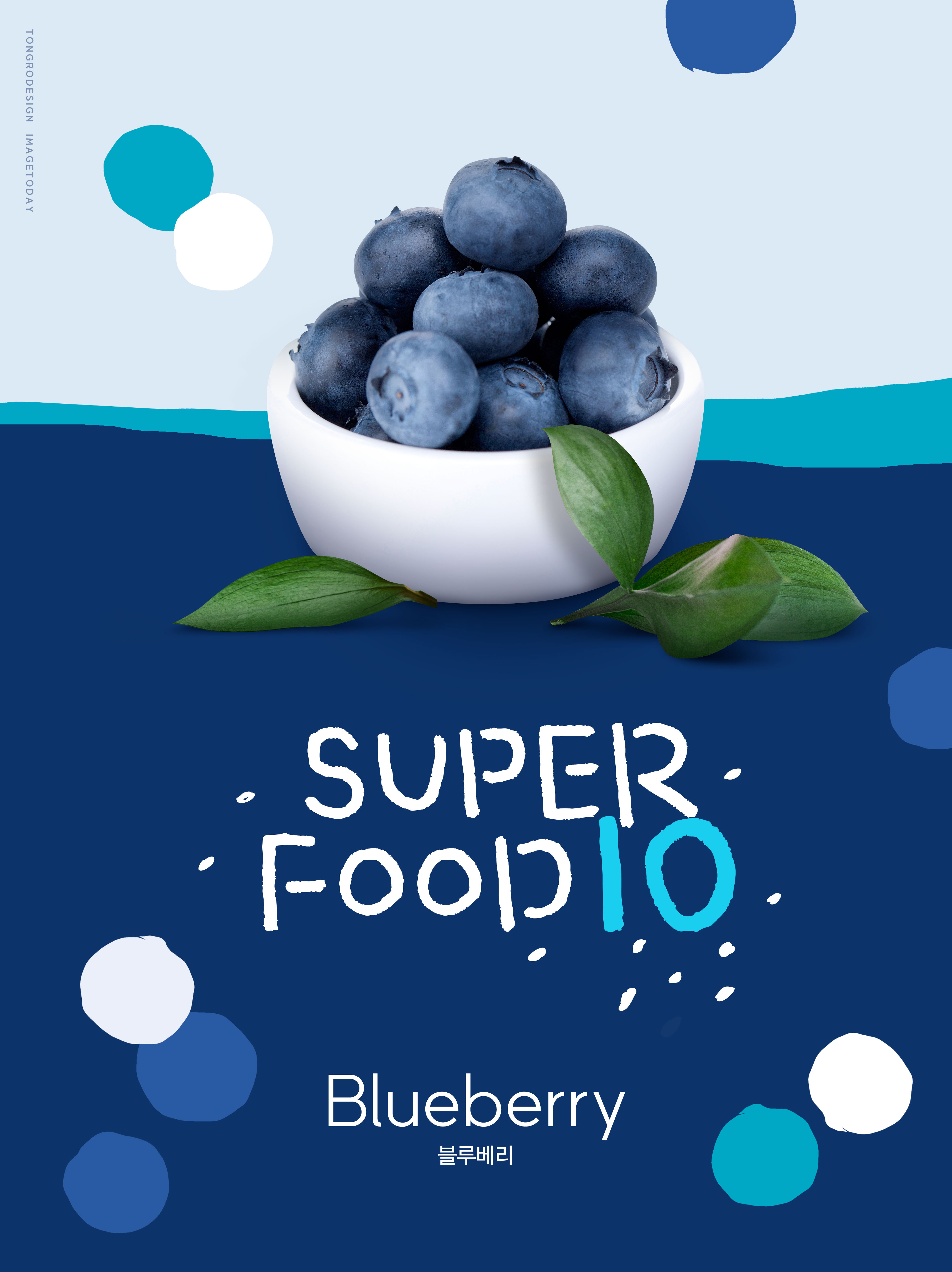 蓝莓水果食品宣传海报设计模板插图