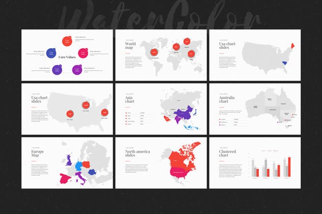 多用途水彩设计风格系列Keynote幻灯片模板 WaterColor – Keynote Template插图(10)