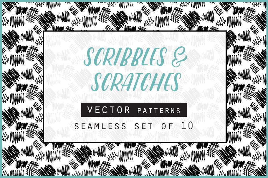 划线和刮痕无缝图案背景素材 Scribbles & Scratches Set插图