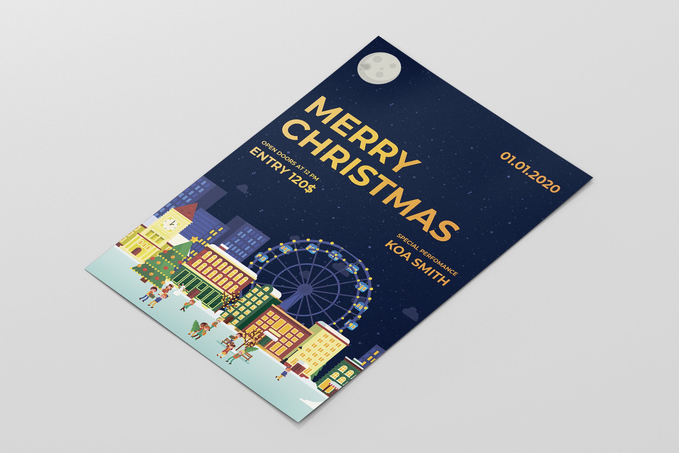 圣诞主题乐园海报设计模板 Christmas Event Poster插图