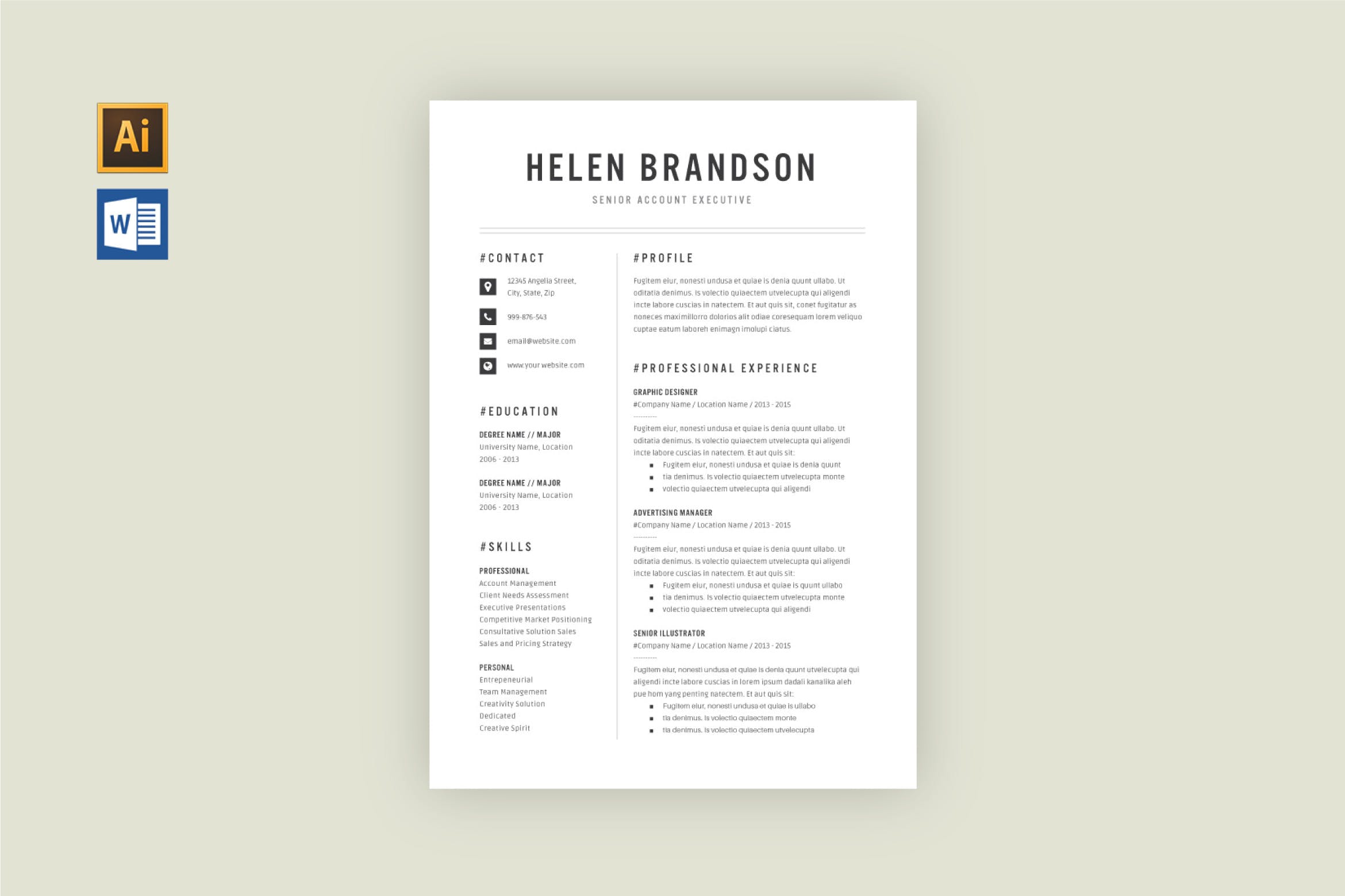 Less is More设计理念个人简历设计模板v2 Resume Template V.2插图