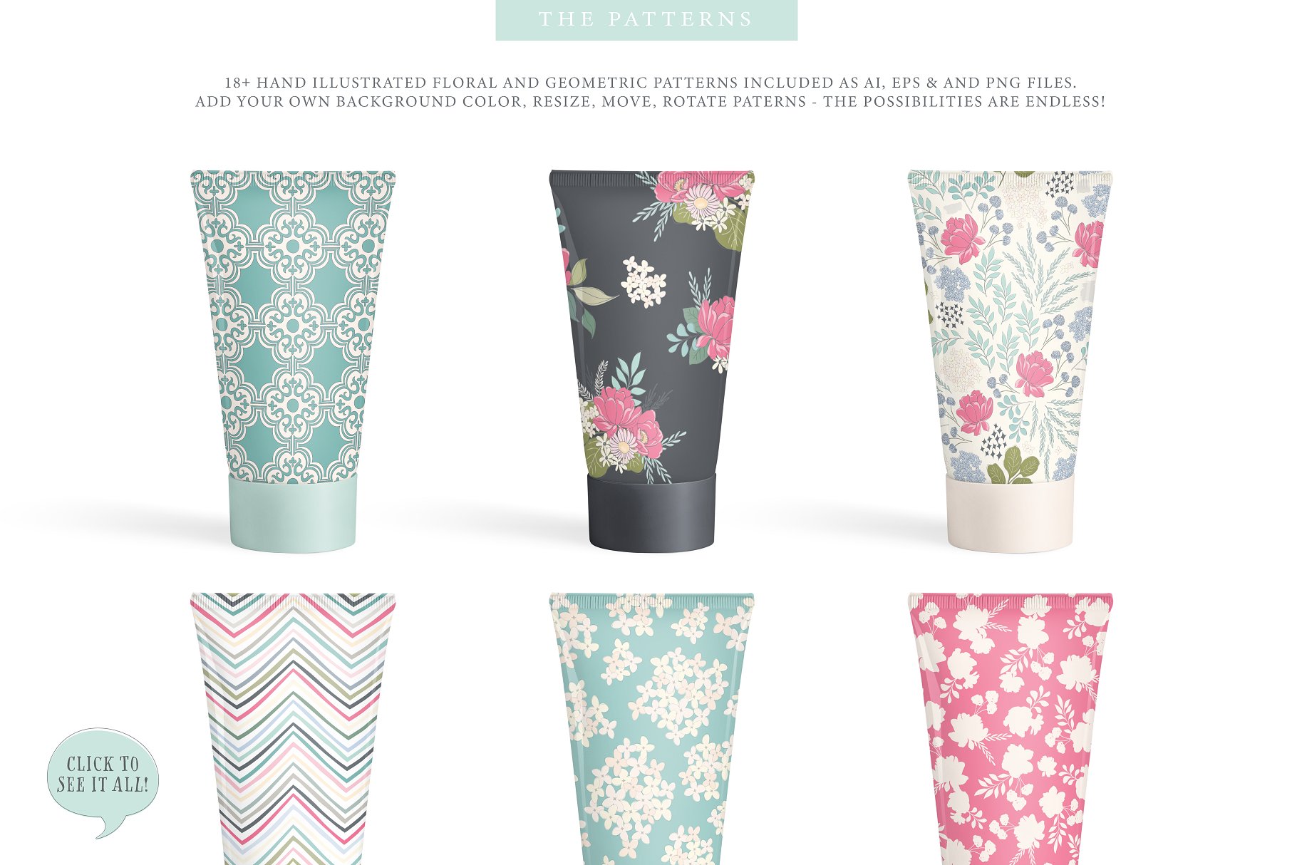 甜美时尚花卉和几何图案纹理 Floral & Pattern Design Set插图(6)