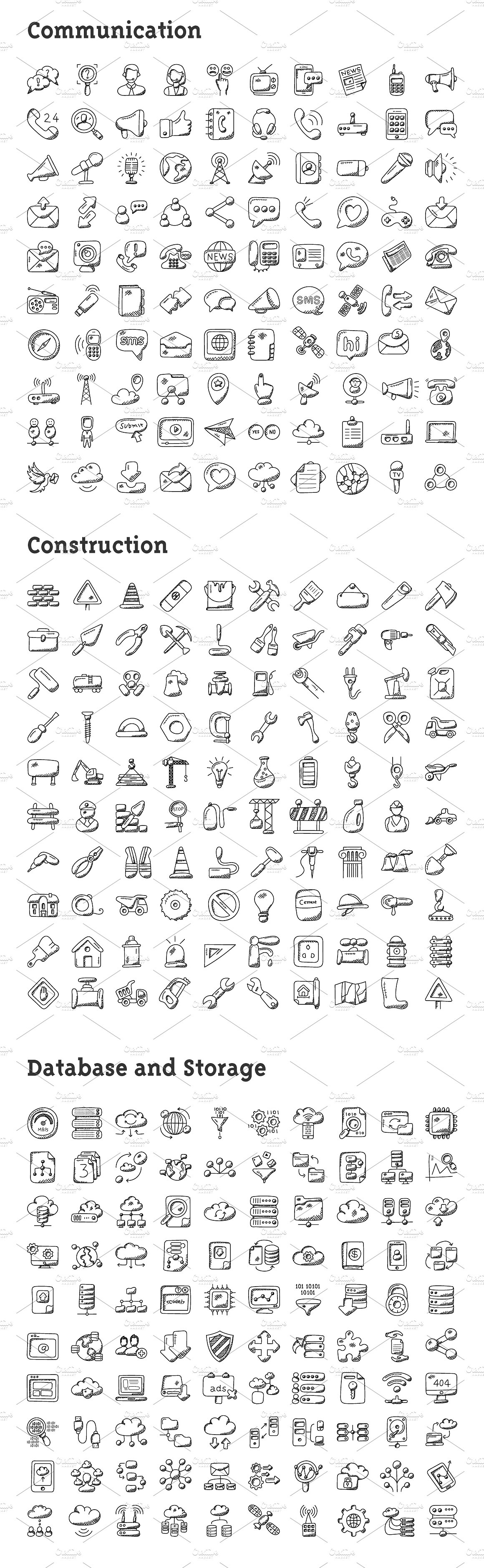 4074枚纯手工绘制涂鸦图标合集 4074 Hand Drawn Doodle Icons插图(2)