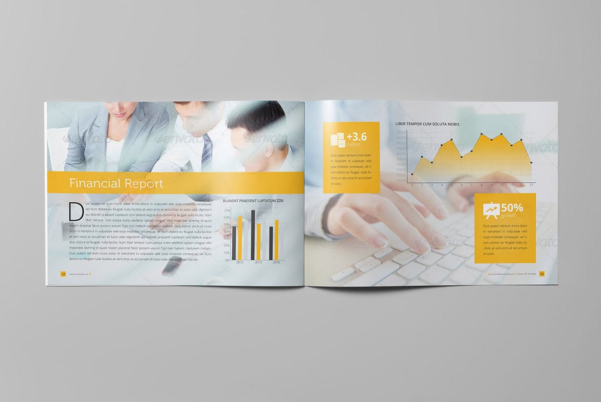 简约设计风格公司宣传画册版式设计模板 Clean Business Landscape Brochure插图(7)