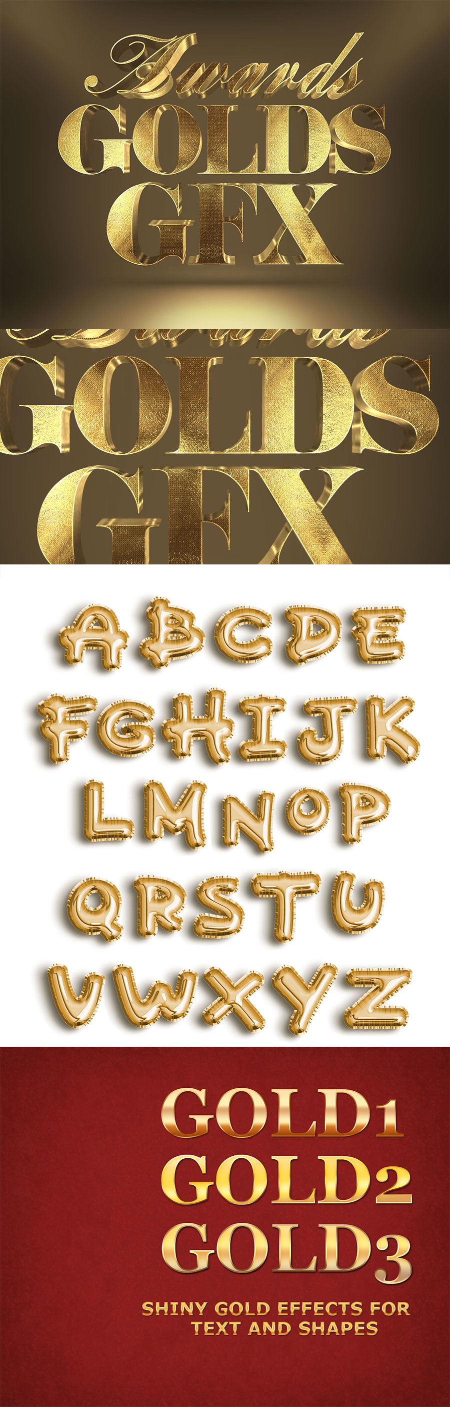 3款高端尊贵金色质感的photoshop图层样式&字母数字集合插图