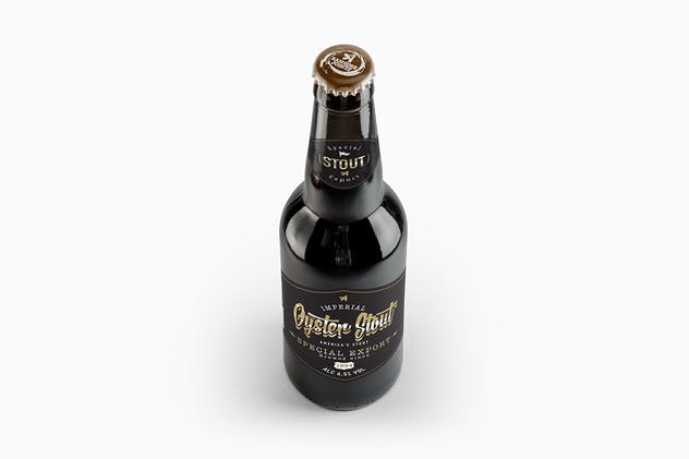 黑色啤酒瓶外观样机 Beer Black Bottle Mockup插图(4)