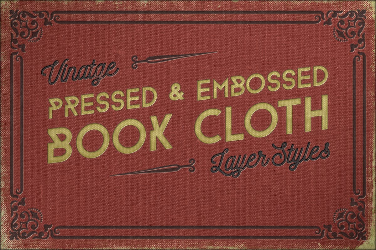 印花压纹布艺图层样式 Vintage Pressed Book Cloth Styles+插图
