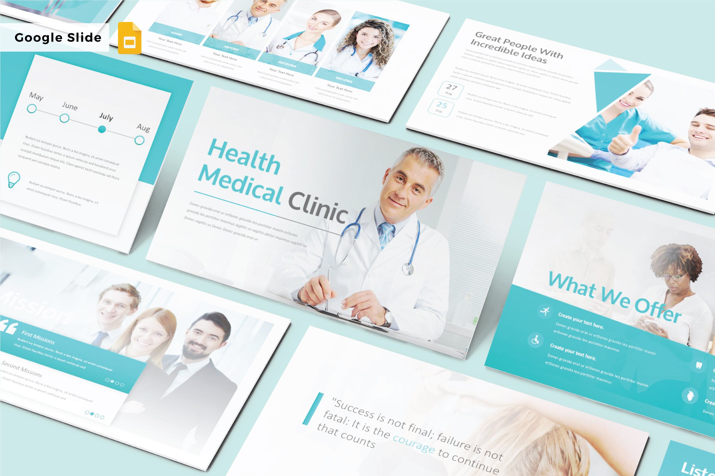 医疗健康主题谷歌幻灯片素材 HEALTH MEDICAL CLINIC – Google Slide Template V255插图