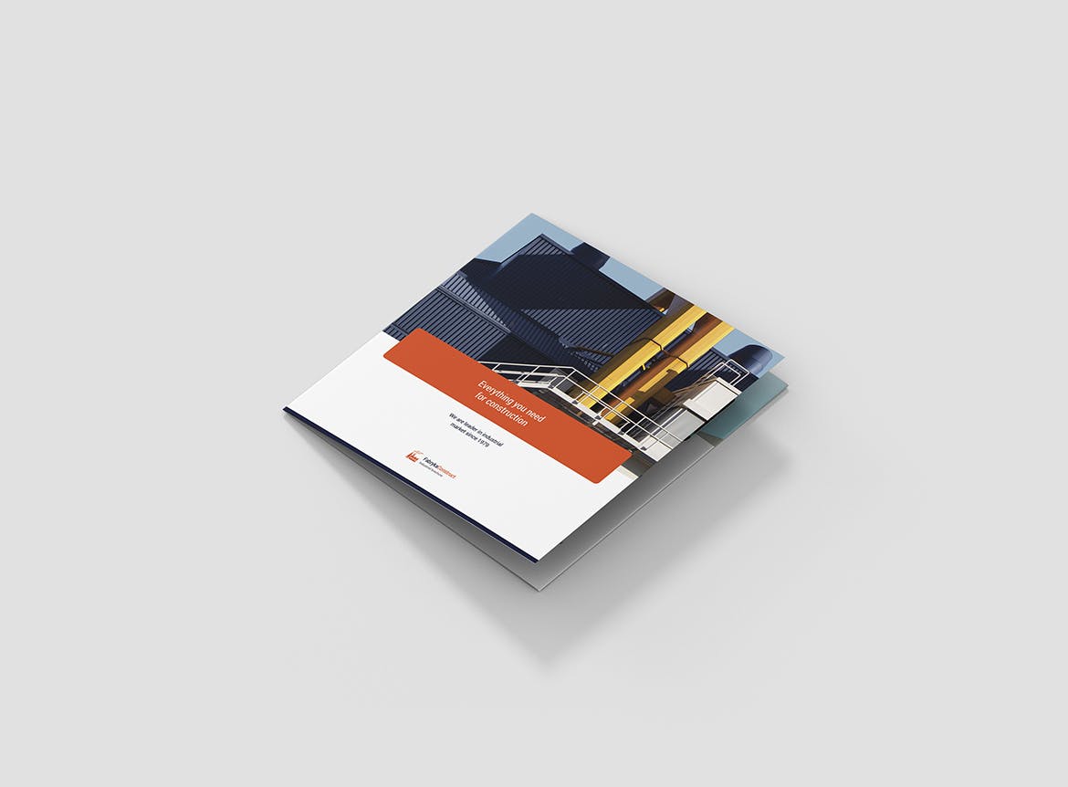 大型生产企业工厂简介三折页宣传单设计模板[横版设计] Brochure – Factory Tri-Fold Square插图(1)