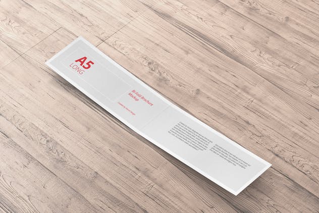 A5长双折页小册子传单样机 A5 Long Bi-Fold Brochure Mock-Up Landscape插图(3)