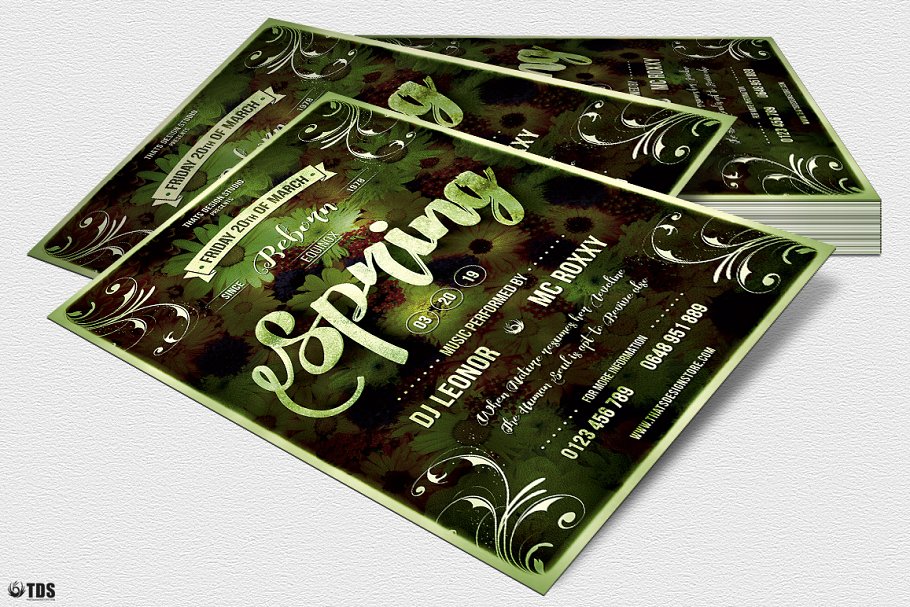 春季繁花背景传单海报PSD模板v1 Spring Equinox Flyer PSD V1插图(3)