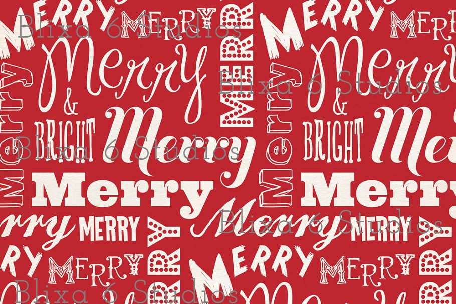 经典圣诞色彩元素纸质背景素材  Retro Holiday Digital Papers插图1