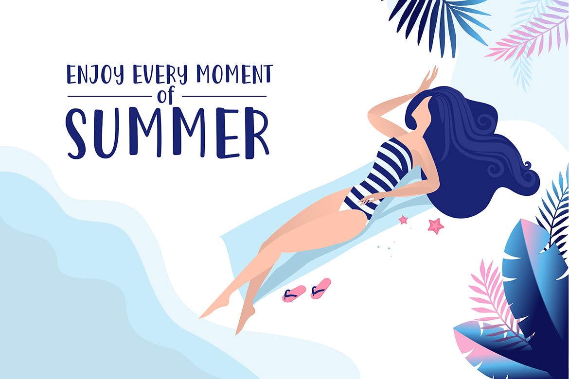 夏日欢乐时光矢量Banner插画v2 Summer time banner插图