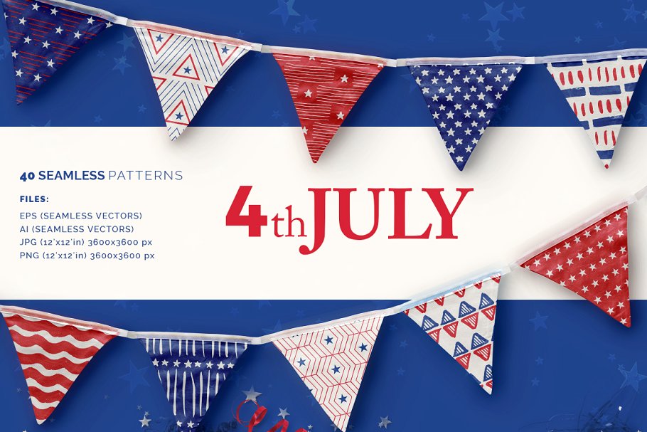 独立日节日主题纹理图案素材 Independence Day Patterns插图