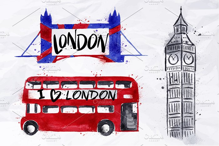 伦敦特征手绘插画素材 London Set插图(4)