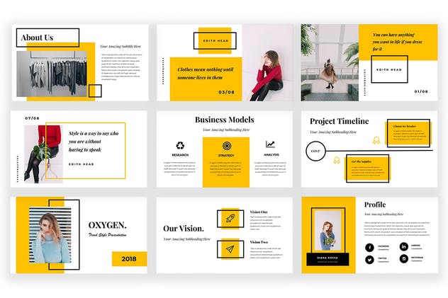配色大胆时尚主题幻灯片模板素材下载 Oxygen Powerpoint Presentation插图(3)