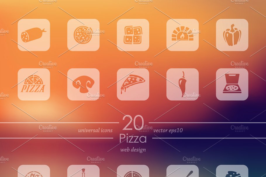 20枚披萨美食图标 20 pizza icons插图(1)