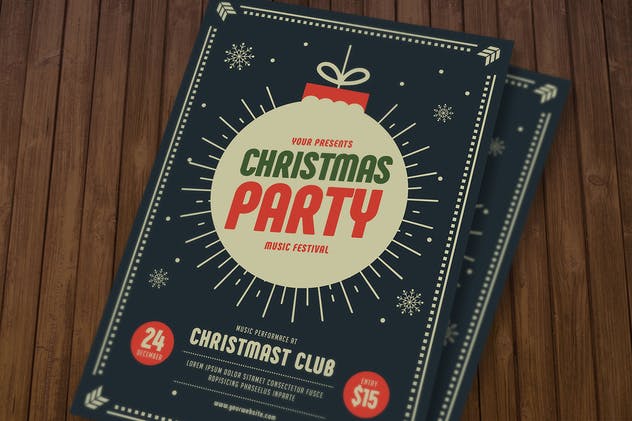 圣诞节聚会派对传单模板 Christmas Party Flyer插图(3)