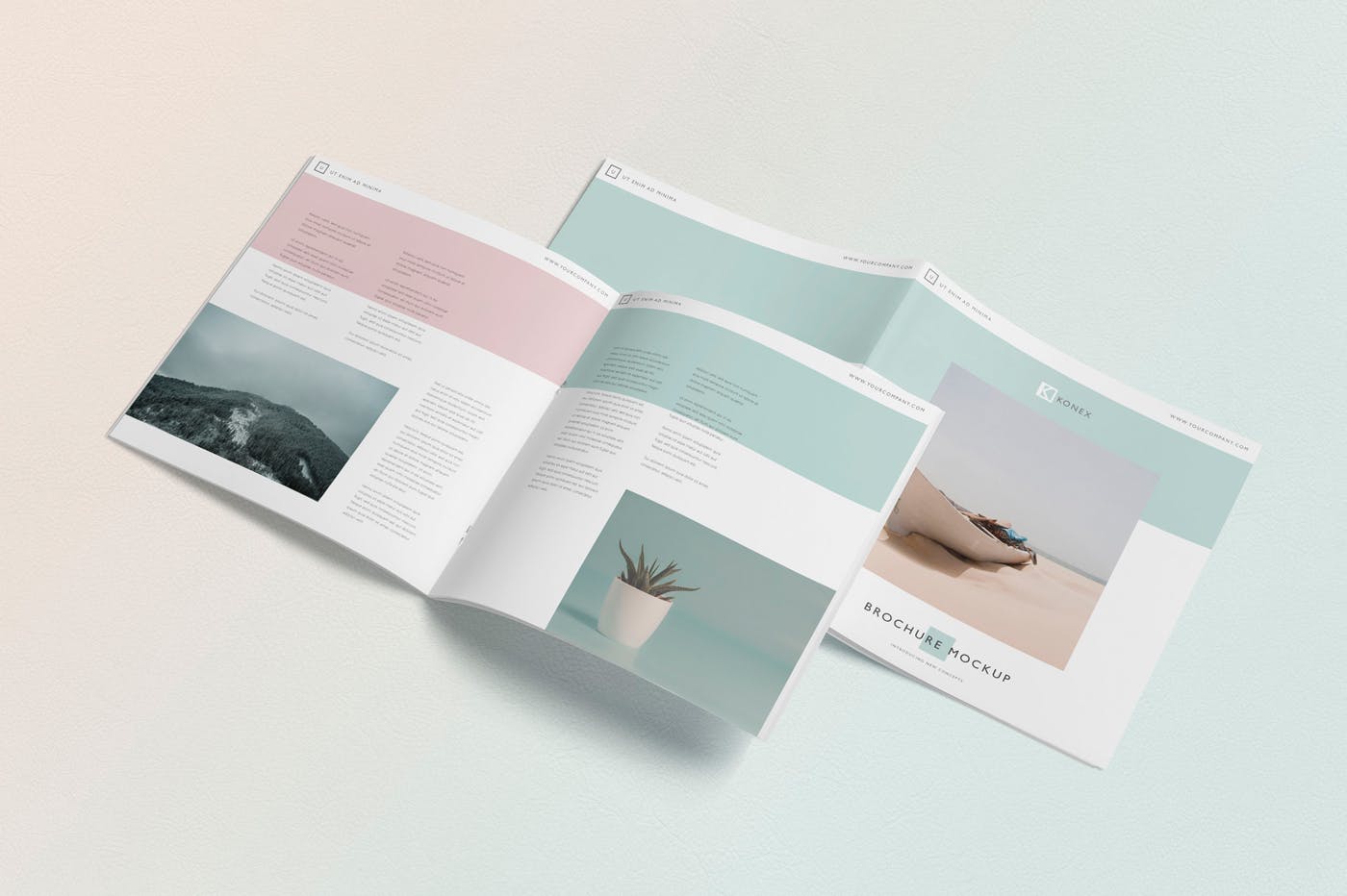方形小册子企业画册杂志设计效果图样机 Square Brochure – Magazine Mock-Up插图(4)