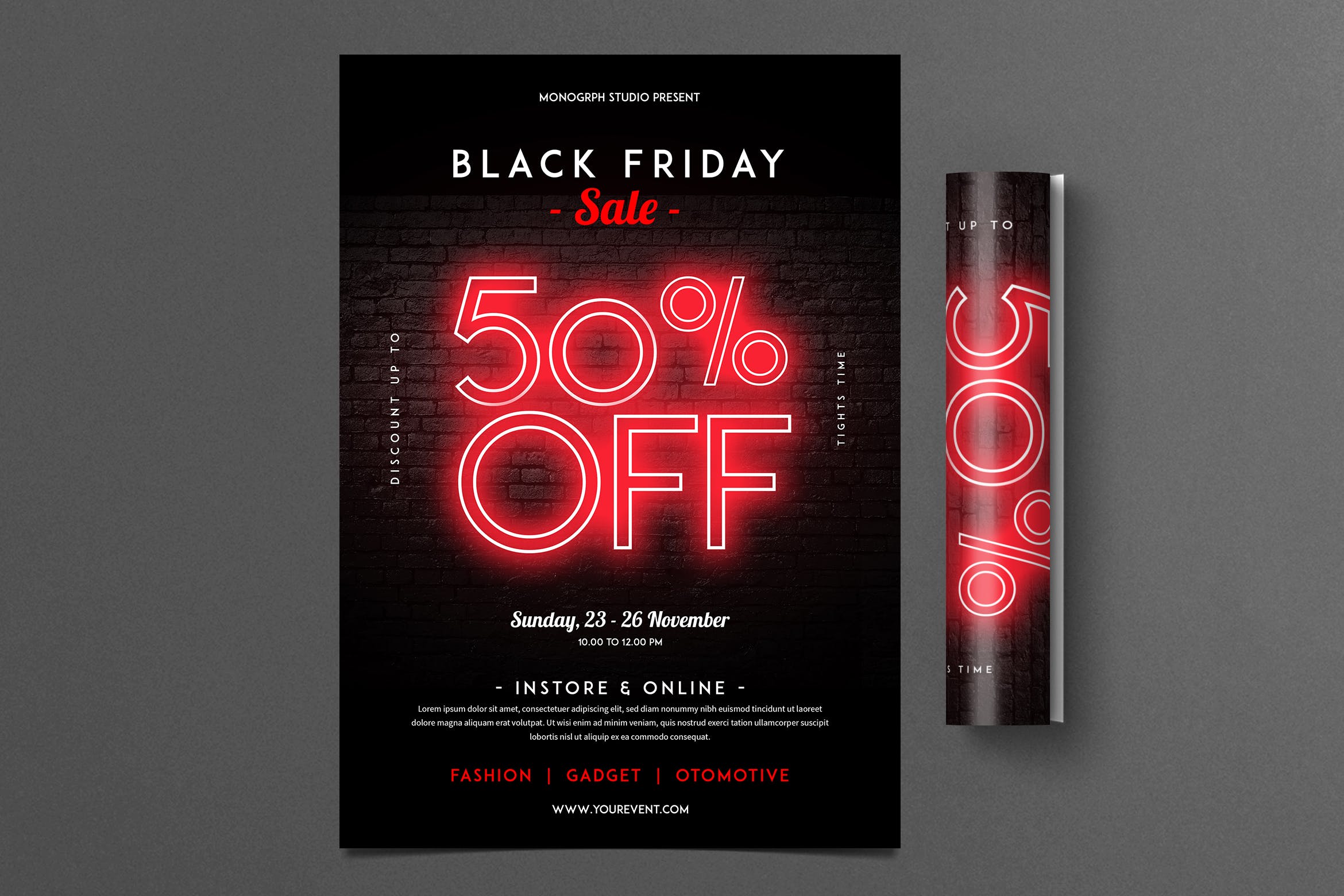 黒五购物节促销广告海报传单设计模板 Black Friday FLyer插图