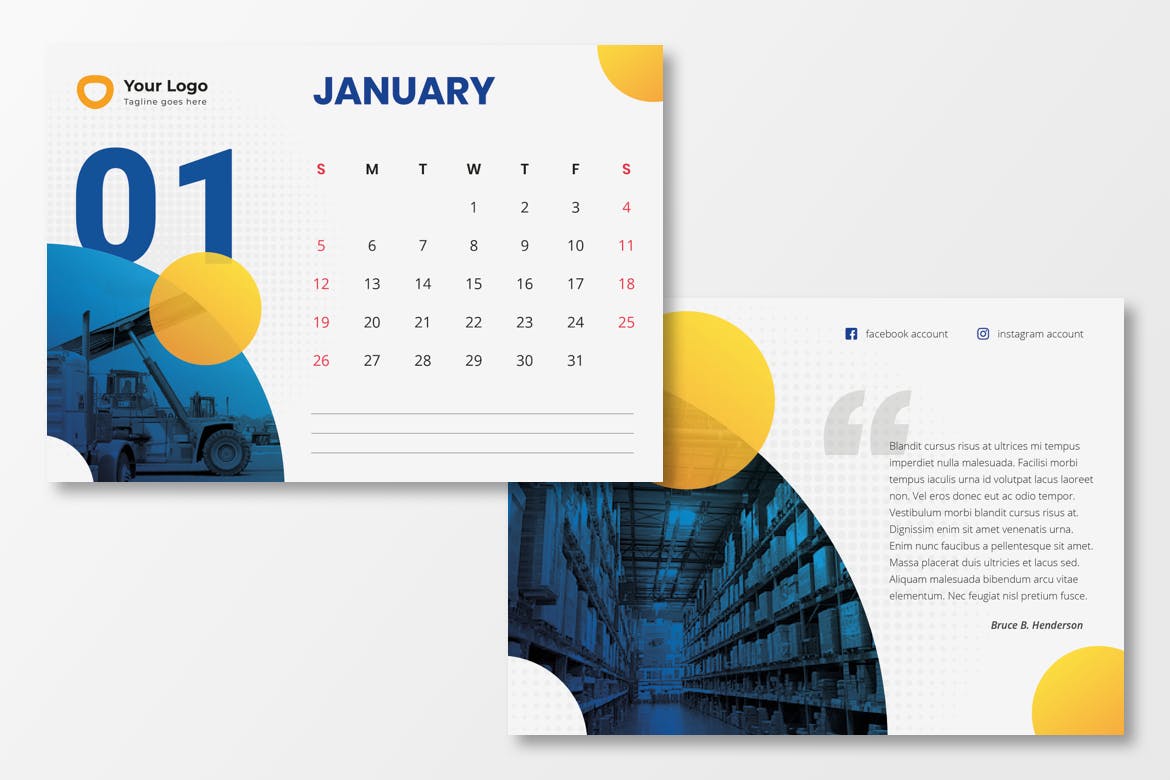 物流企业定制2020年活页日历表设计模板 Calendar 2020插图3