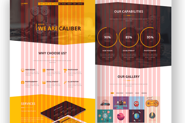 多用途品牌＆企业网站PSD模板素材 Caliber – Creative Multi Purpose PSD Template插图(14)