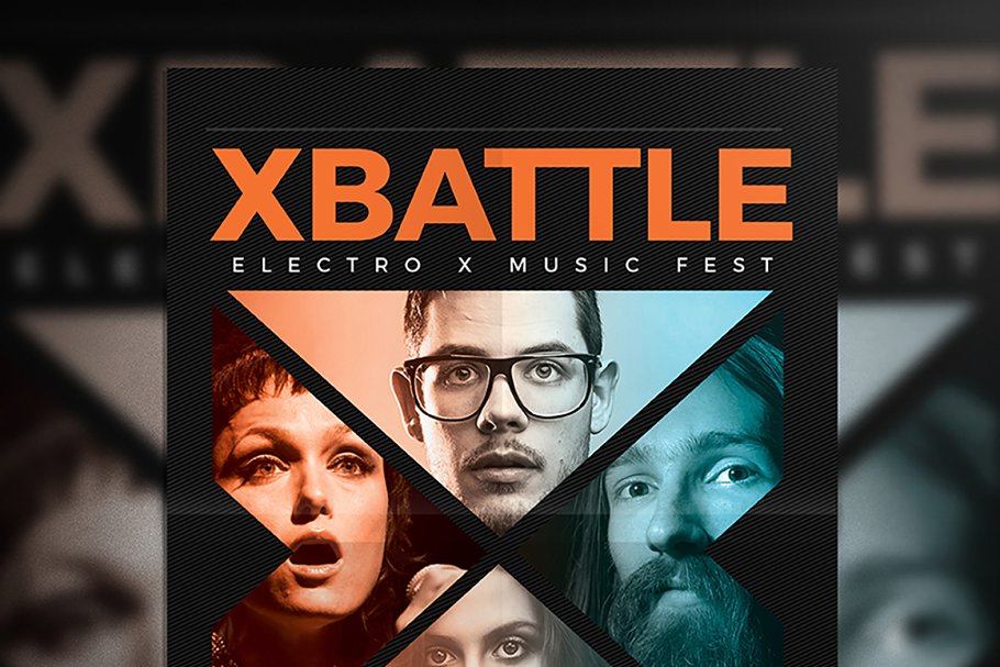 X构造音乐活动宣传海报传单模板 X Battle Music Flyer插图(3)