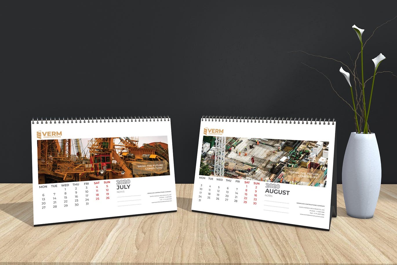 2020年建筑主题台历&挂墙日历表设计模板 Construction Wall & Table Calendar 2020插图(12)