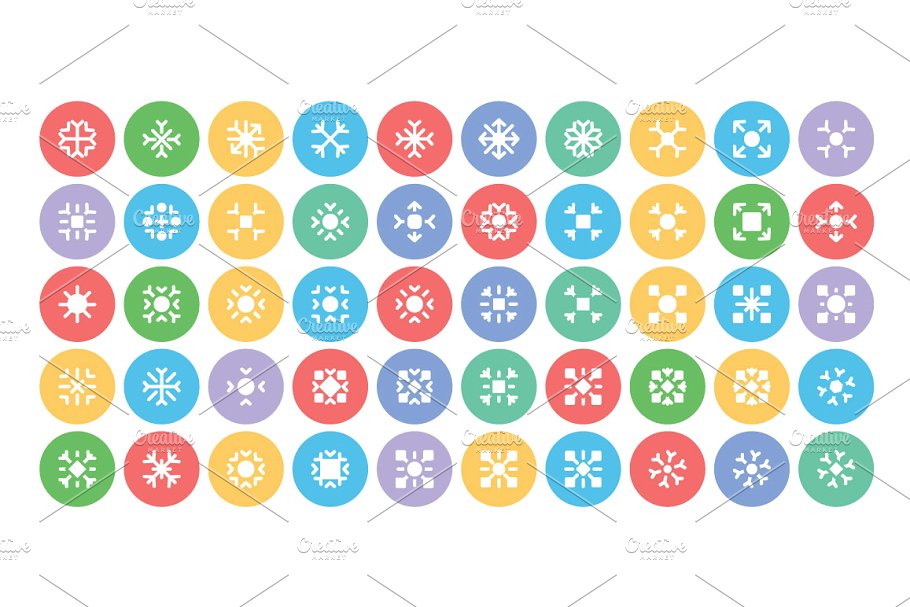 100+雪花片雪花状矢量圆型图标  100+ Snow Flakes Vector Icons插图(1)