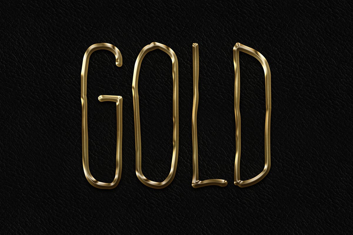 3D金属黄金字体特效PS字体样式 Metal Layer Styles – Photoshop Gold Text Effect插图
