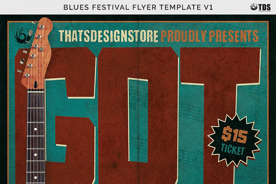 蓝调音乐派对传单PSD模板v1 Blues Festival Flyer PSD V1插图(6)