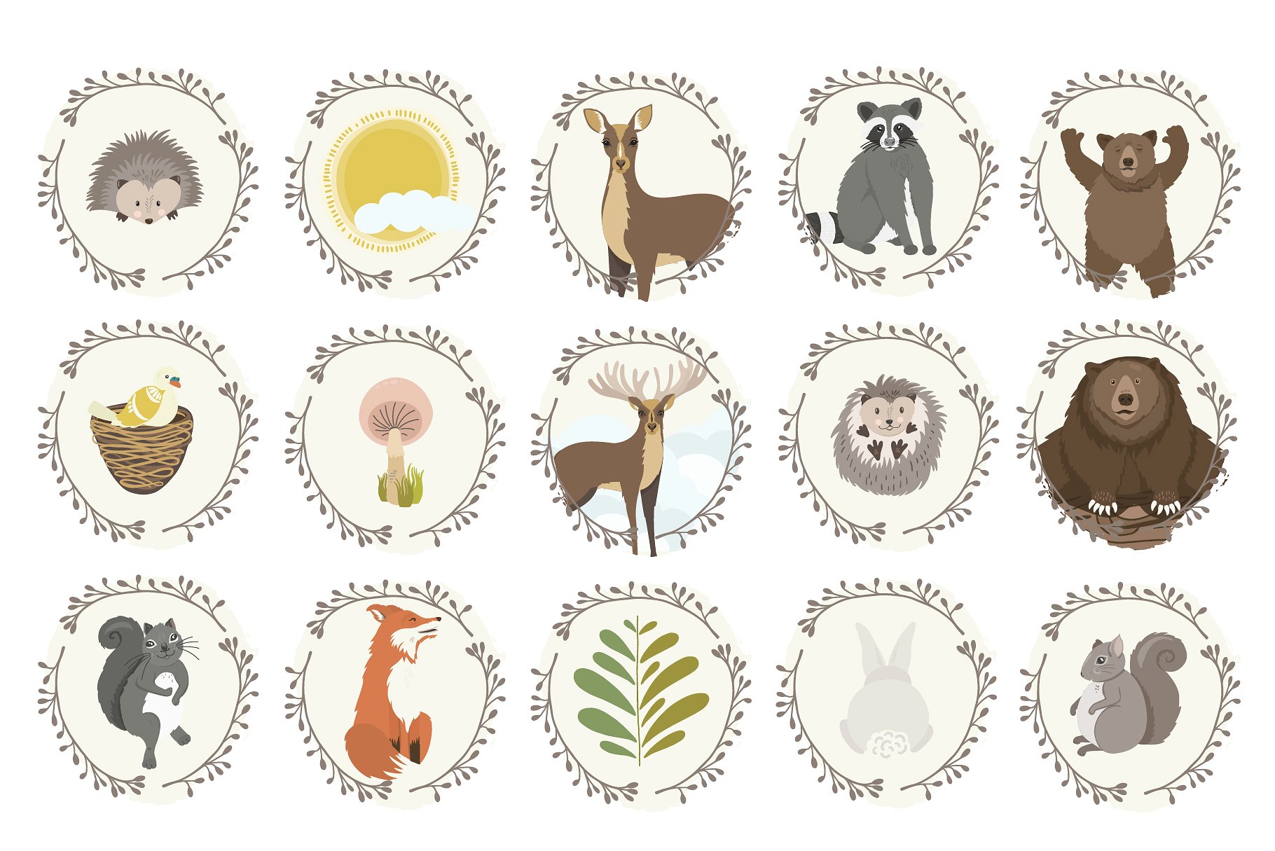 可爱卡通林地动物剪贴画 Woodland Animal Cute Characters插图(7)