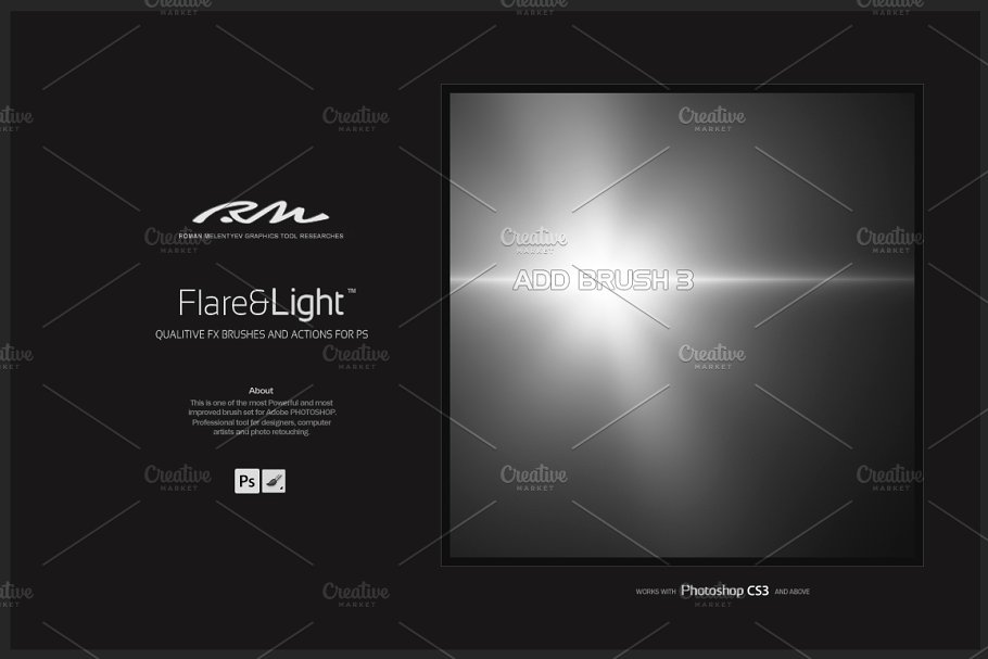 RM出品-灯光光线效果PS笔刷 RM Flare & Light插图(3)
