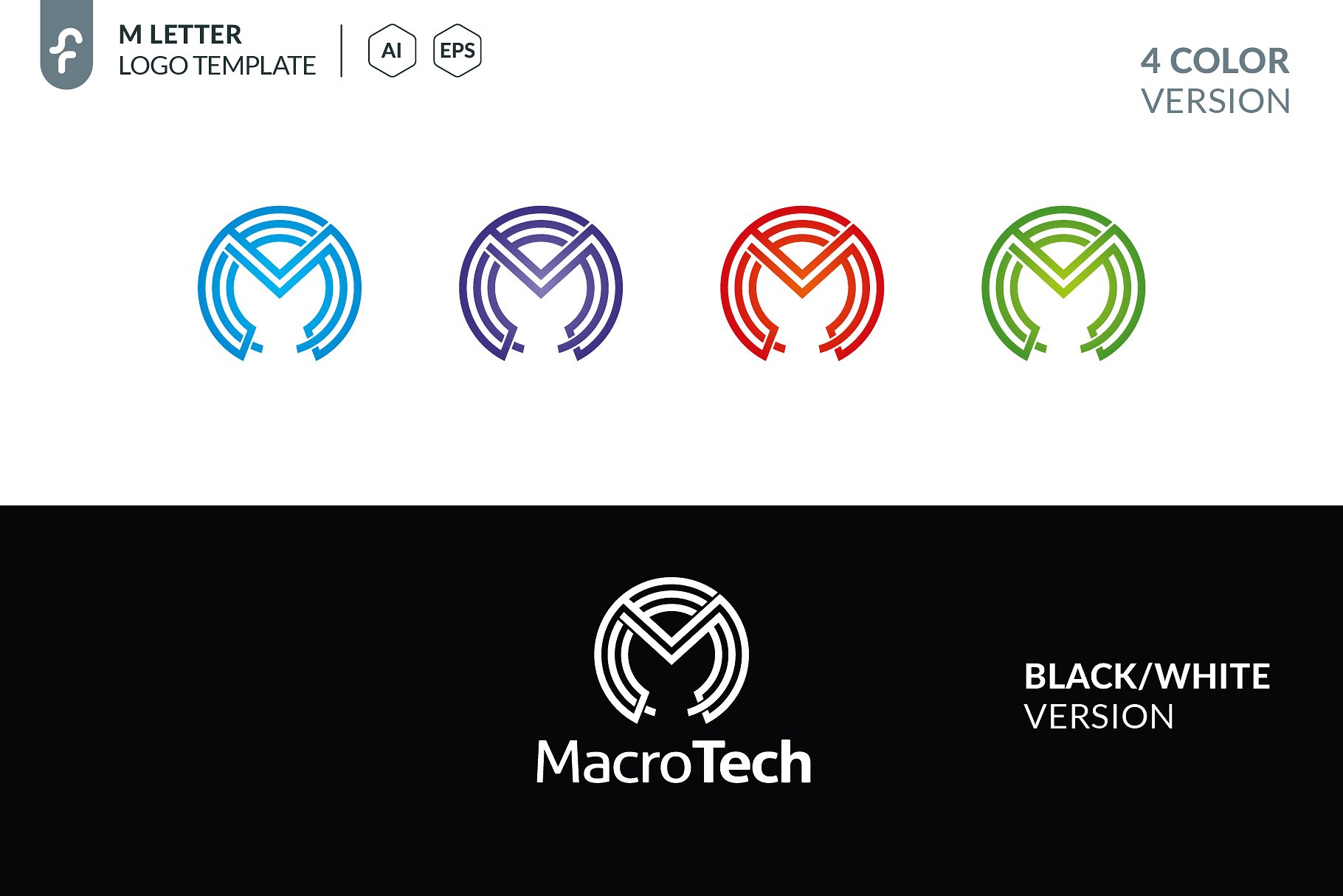 现代高科技时钟图形logo模板 Macro Tech Logo插图(3)