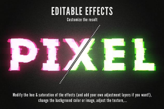毛刺字体特效设计PSD模板 Photoshop Glitch Text Effects插图9