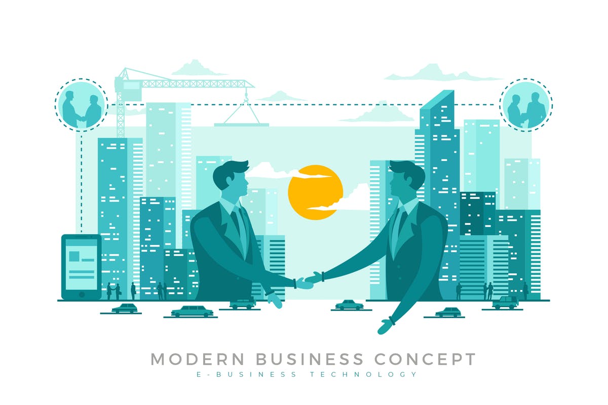 电子商务公司概念插画 E-Business Modern Business Concept Illustration插图