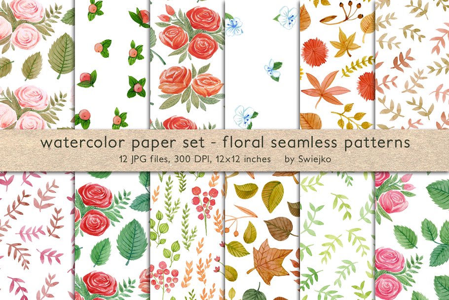 手绘花卉无缝背景 Floral seamless pattern插图