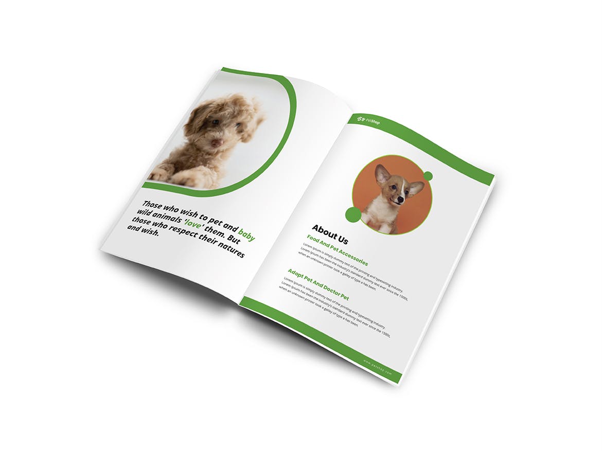 A4纸尺寸宠物医院/宠物店简介画册设计模板 Pet Shop A4 Brochure Template插图3