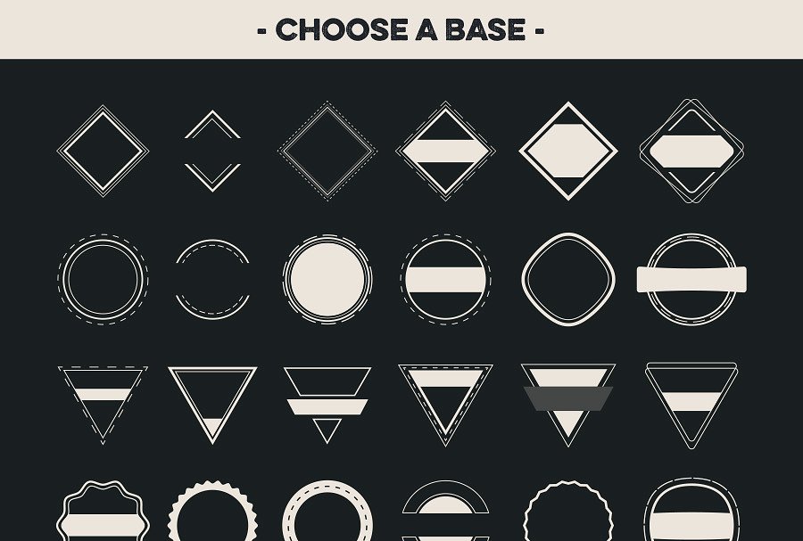 复古设计风格徽章设计素材工具包v2 Badge Creator Kit Vol.2插图(1)