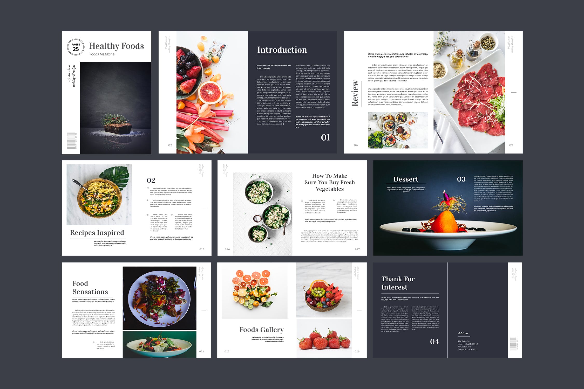 高端美食杂志排版设计模板 Food Magazine Template插图(2)
