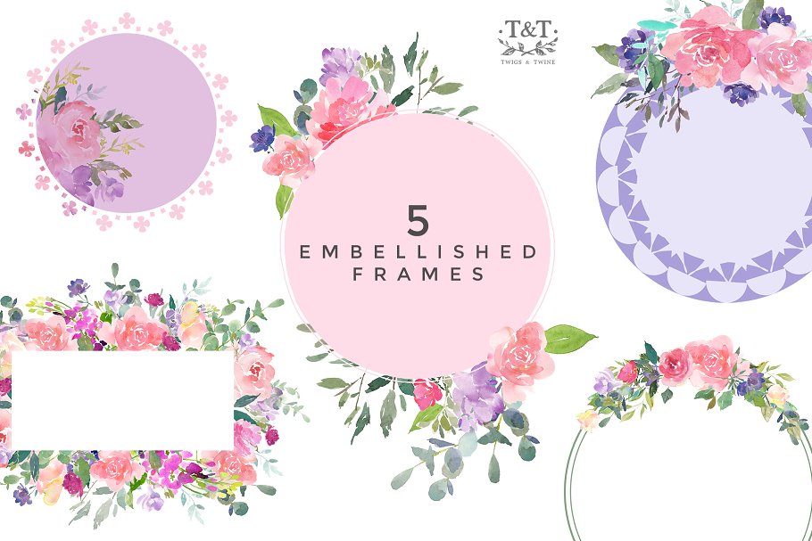 埃洛伊斯水彩花卉剪辑集 Elouise – Flower Clipart Set插图2