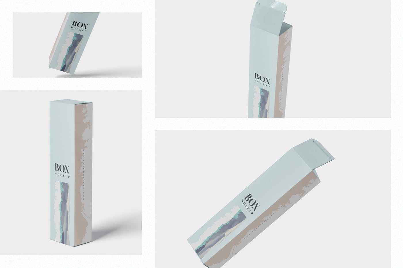 长条形化妆品/护肤品包装纸盒设计图样机 Box Mockup – Slim High Rectangle Shape插图(1)
