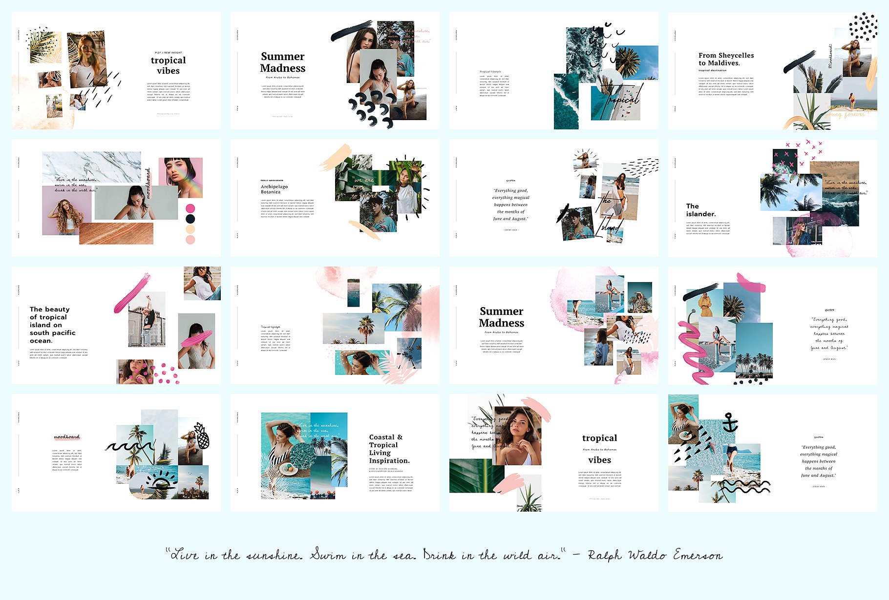 夏季热带主题剪贴簿/拼贴风格PPT幻灯片模板 PORTARICA – Powerpoint Template插图(7)