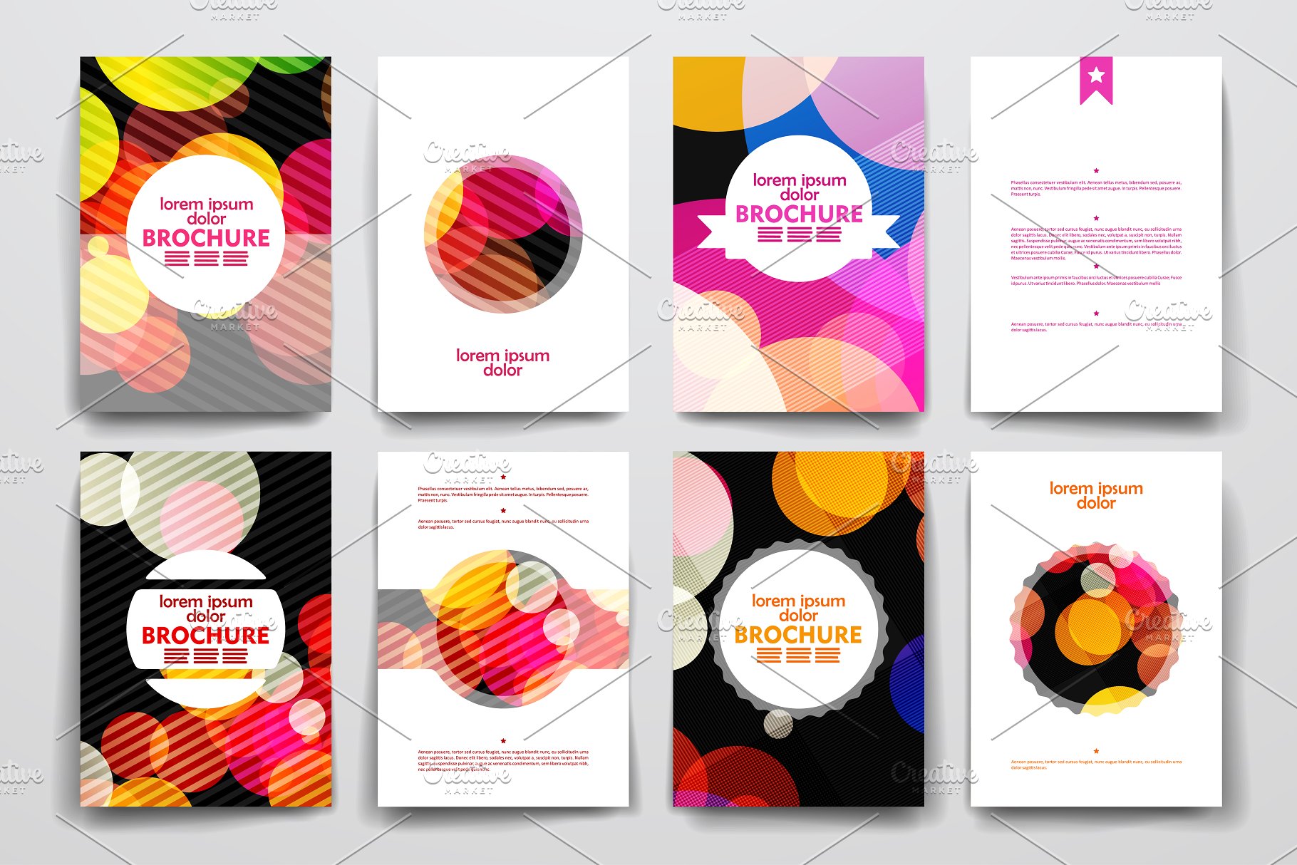 圆形抽象图形背景小手册画册模板 Set of Abstract Brochures插图