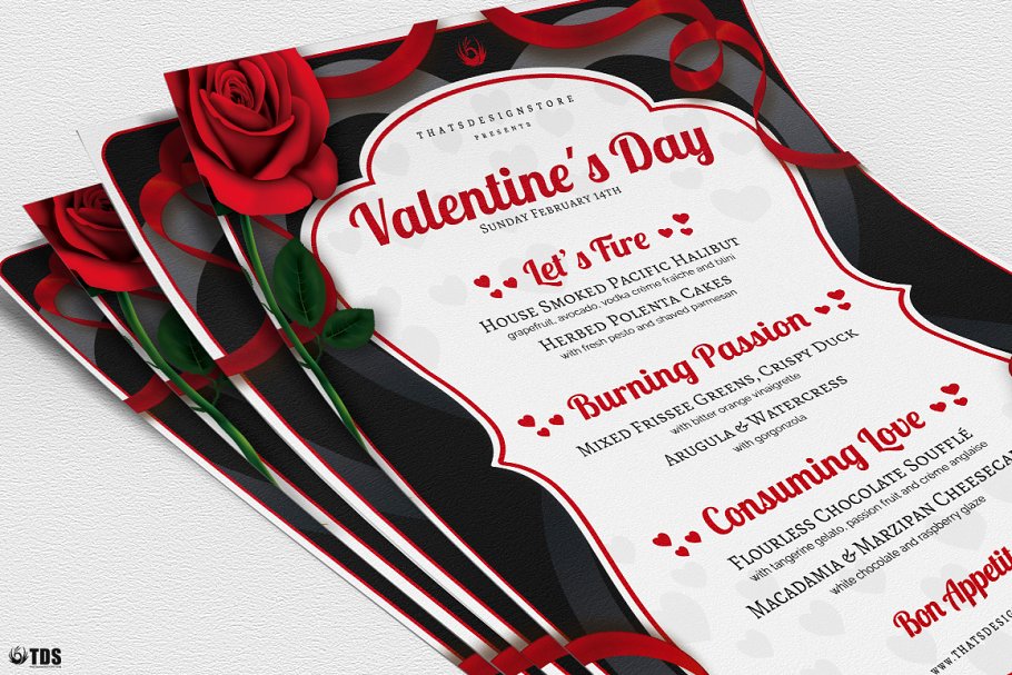 情人节主题传单活动目录PSD模板v8 Valentines Day Flyer+Menu PSD V8插图4