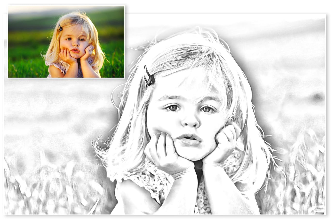 照片转铅笔素描绘画效果PS动作 Pencil Drawing Effect for Photoshop插图(2)